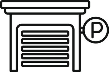 Line art vector icon of a parking garage sign with a prominent 'p', suitable for various design uses