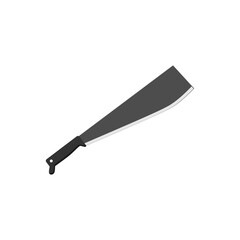 heavy machete flat design vector illustration isolated on white background. Melee weapon of hunter in jungle. Combat weapon blades. Trapper sword and hunter knife blades.