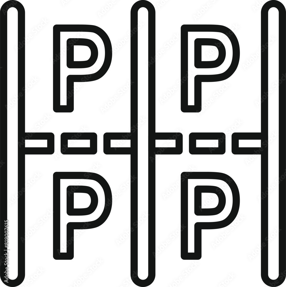 Poster black and white illustration of ppp letters within a structured grid design
