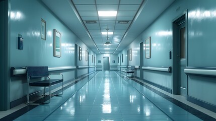 Obraz premium Medical Hub: The Professional Ambience of Hospital Hallways