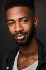 Obraz premium casual portrait of a black man smiling with a dark background