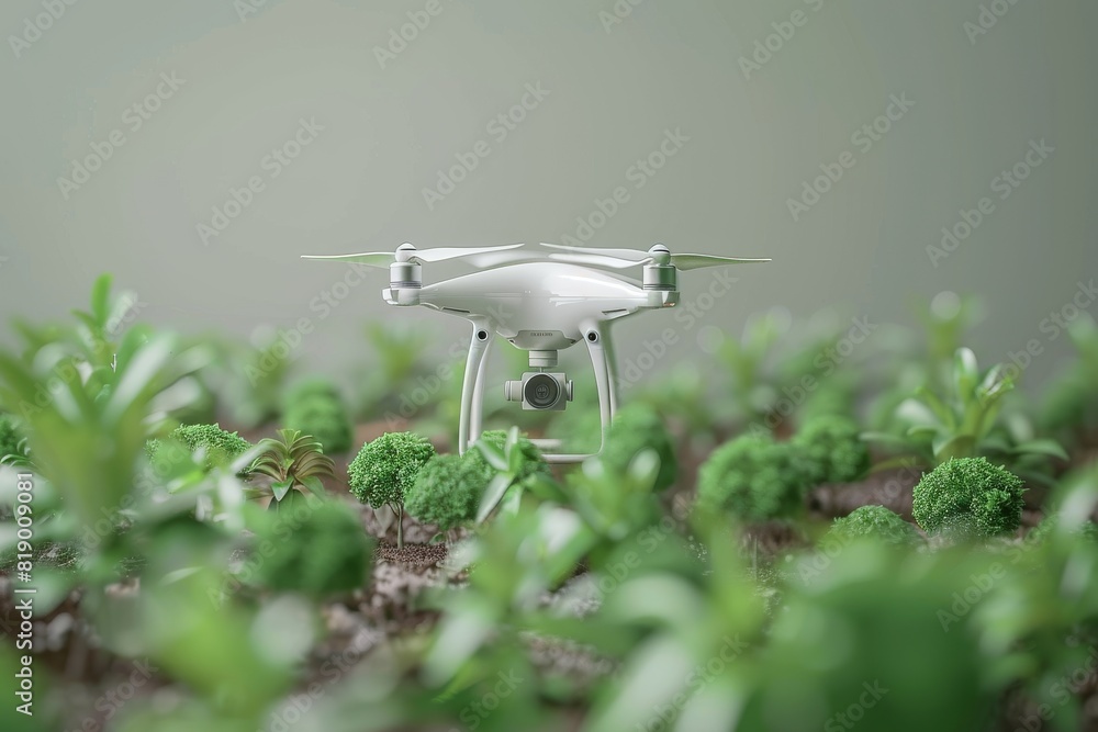 Poster drone farming view data advanced agriculture tech innovation collection modern farm structured crop 
