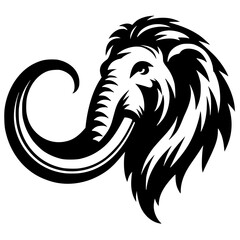 Silhouette of a mammoth head