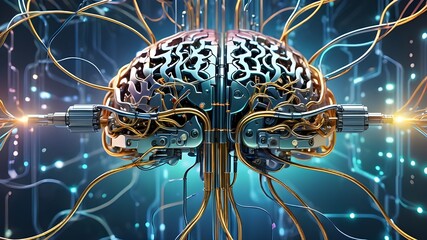 Neural circuit and electronic cyber brain in a quantum computing system, artificial intelligence technology, biotechnology and machine learning concept