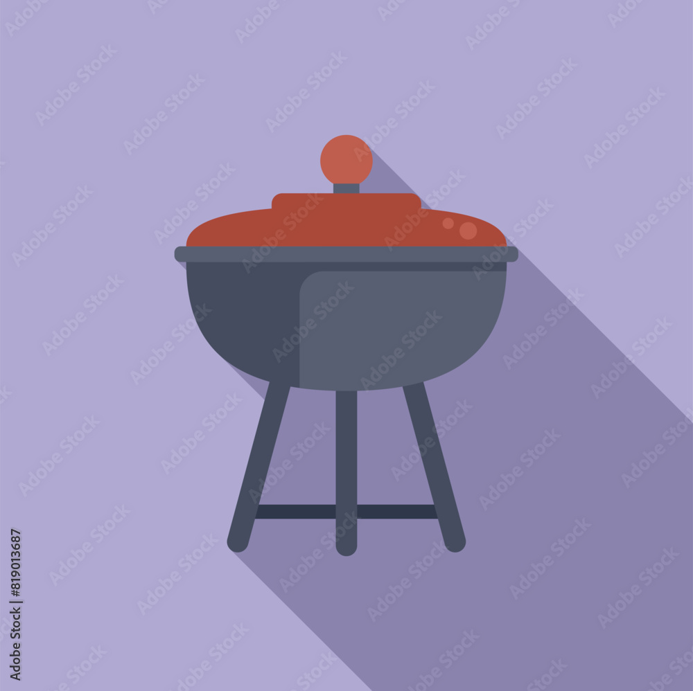 Poster Flat design vector of a red barbecue grill with a modern touch, perfect for summerrelated designs