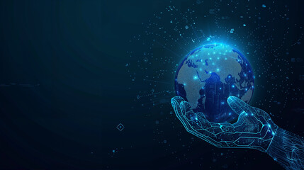 Fototapeta premium AI - Artificial Intelligence, AI Logo and computer chip in the background, in the style of a circuit board 