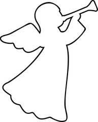 Angel blowing trumpet outline icon.  
 Angel outline vector.
simple angel line vector.
