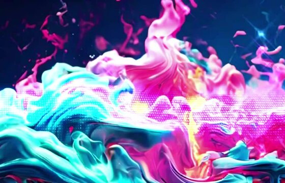 luxury pastel teal and pink chrome particles smoke fire
