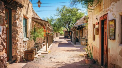 Street of an Old Western Town in the Desert