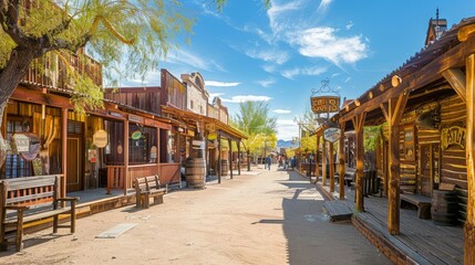 Street of an Old Western Town in the Desert