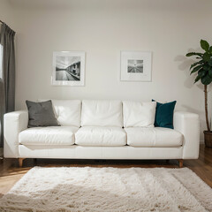 modern living room interior design with white sofa
