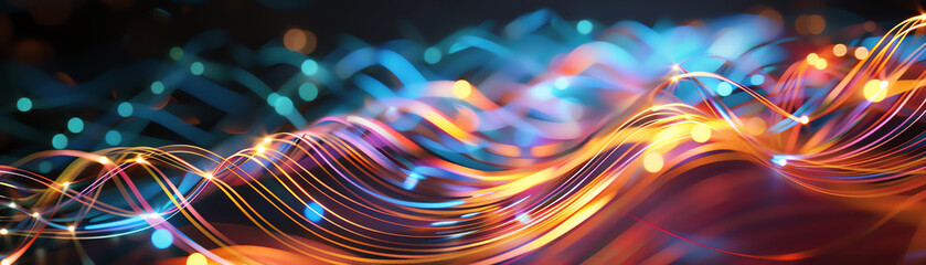 Obraz premium Abstract design with fiber optic cables forming shapes and patterns
