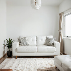 modern living room interior design with white sofa