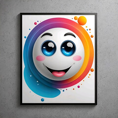 Mockup poster cara emoticono 3d en blanco sacando la lengua 