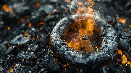 close up of burning charcoal