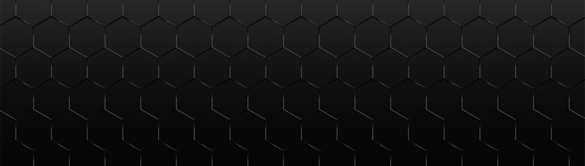 Abstract background with black geometric hexagon. Modern minimal trendy lines pattern horizontal. Vector illustration