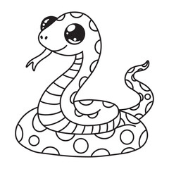 Line art of snake cartoon vector