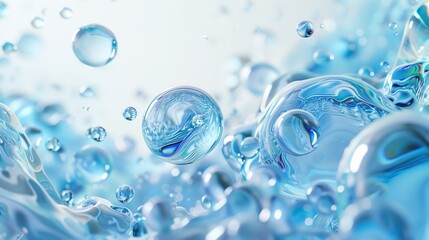 A close-up of a water droplet symbolizes the movement and energy of skin care products.