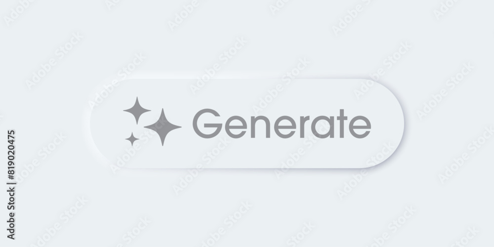 Poster Generate AI button. Artificial intelligence and Machine learning technology concept. AI enters by command prompt to generate ideas. Chat with AI.  UI UX design, Vector illustration.