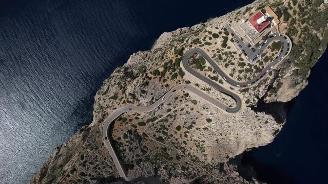 Aerial View of Winding Cliff Road in Palma De Majorca