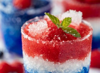 Cocktail with United States/USA Flag colors to celebrate Independence Day.