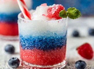 Cocktail with United States/USA Flag colors to celebrate Independence Day.