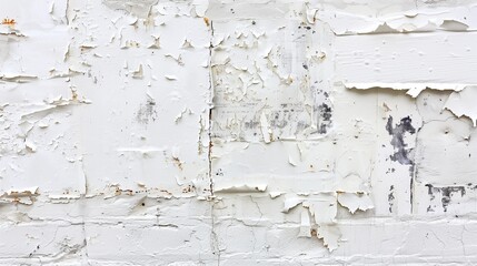 Textured White Poster with Peeling Paint on Wall