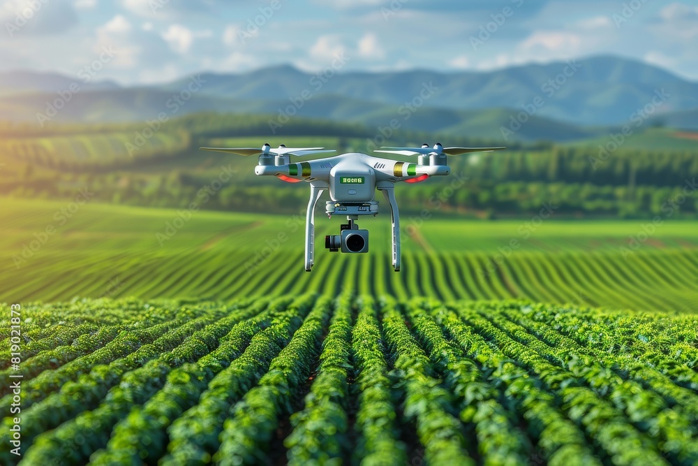 Aufkleber vector automated drone farming analysis for harvest with farming automation techniques and plant hea