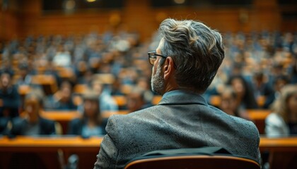 Obraz premium Audience at a Lecture Hall of a University or College During Speech or Presentation