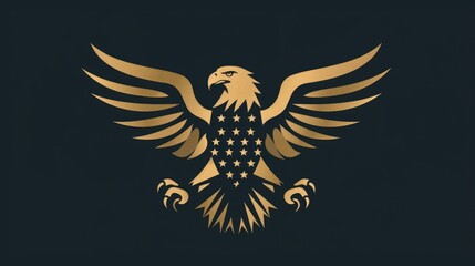 Bald eagle symbol american eagle on dark blue background seljuk logo
