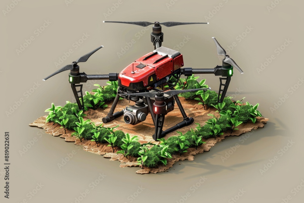 Poster drone technology in automated farming techniques for plant health with vector automated drone farmin
