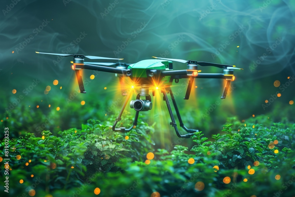 Poster drone technology in vector automated farming analysis with farming automation techniques for plant h
