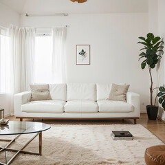 modern living room interior design with white sofa