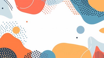 Fototapeta premium Minimalistic Playful Flat Design with Abstract Shapes and Decorative Dots on Bright Clean Background