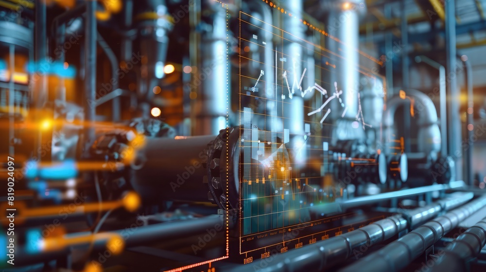 Poster graphs integrated with industrial collar work, exemplifying the synthesis of analytics and productio