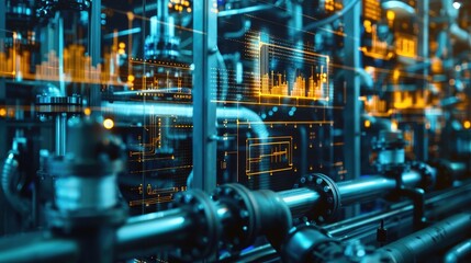 Graphs integrated with industrial collar work, exemplifying the synthesis of analytics and production processes
