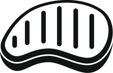Simplistic graphic representation of a grilled steak in monochrome