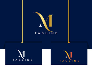 Luxury m letter logo design. M logo. gold color. Typography design. Font. Premium. Fashion M letter vector. Icon. Handwritten. Script.