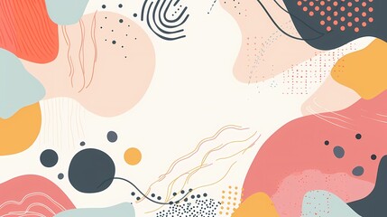 Playful Minimalistic Flat Design with Abstract Shapes and Dots on Bright Clean Background