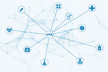 Konzept der Elektronischen Gesundheitsakte ePA im Verbund mit allen Leistungserbringern im Krankenhaus oder Klinik