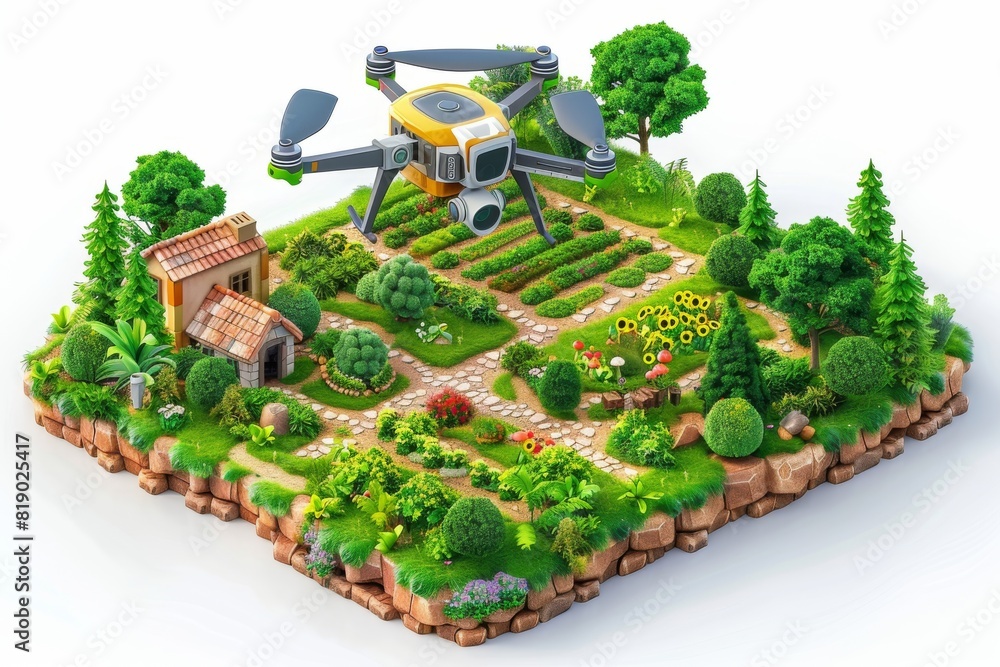 Poster vector automated drone farming analysis in farming automation techniques with drone technology for p