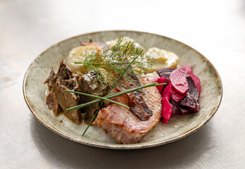 Gourmet roast pork dinner