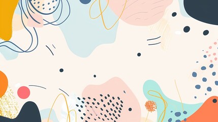 Geometric Harmony: Minimalistic Flat Design with Abstract Shapes, Clean Background, and Playful Dots