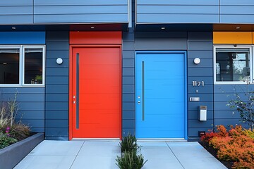 red and blue doors - Powered by Adobe