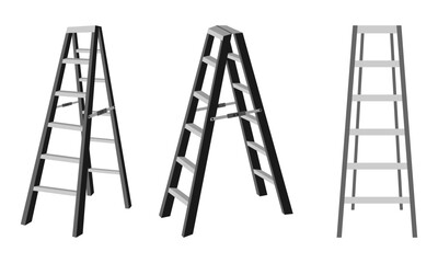 ladders vector set. flat design vector illustration isolated on a white background.