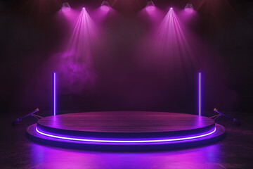Illuminated Stage with Neon Lights