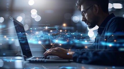 Concept of digital technology, internet network, and modern business