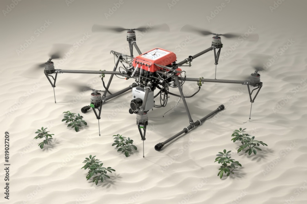 Poster automated drone farming techniques in plant health with farming automation analysis for vector autom