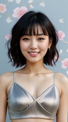 Photo Portrait of a Beautiful Asian Female in crop top