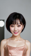 Photo Portrait of a Beautiful Asian Female in crop top